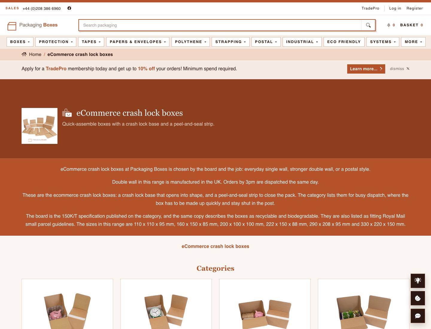 Packaging Boxes, Crash lock boxes