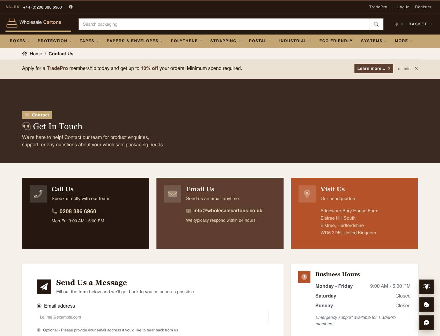 Wholesale Cartons, Contact