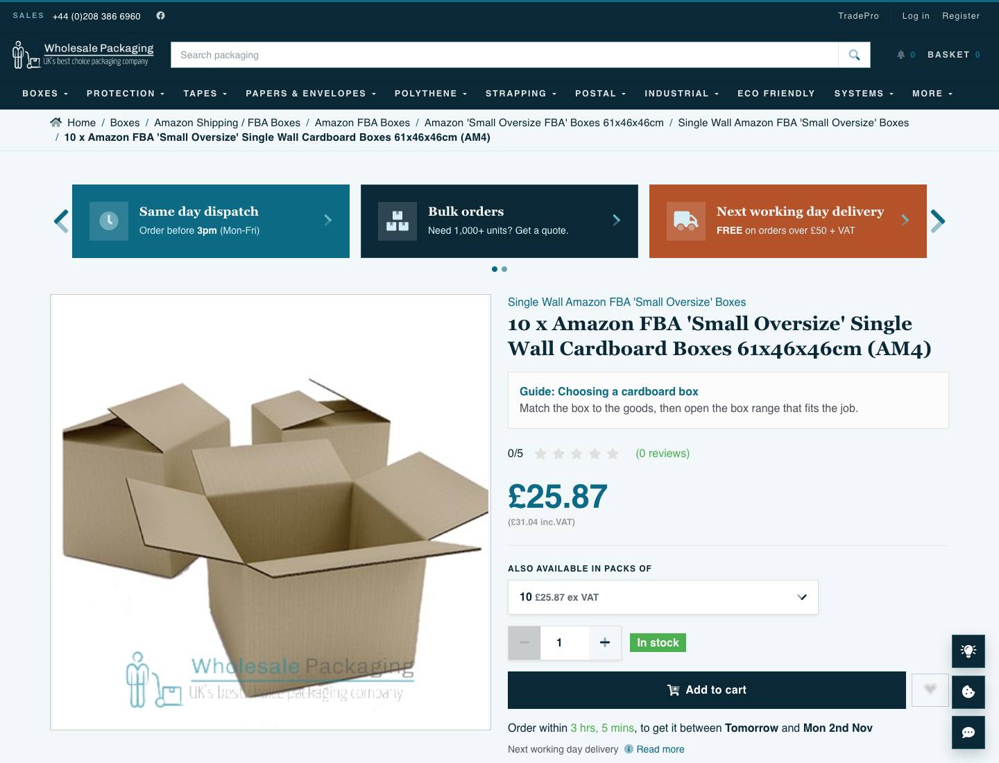 Wholesale Packaging Ltd, A carton
